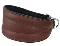 Dogs My Love Real Leather Extra Wide Padded Tapered Dog Collar (11"-13" Neck; 2" Wide, Brown)