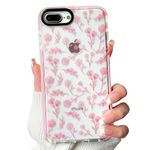 NITITOP Compatible for iPhone 7 Plus / 8 Plus Case Cute Flower Floral Clear for Women Girl Ultra Slim Crystal Shockproof Soft TPU Anti-Yellow Protective Phone Cover - Clear Pink