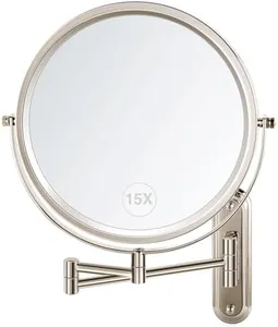 VORREMIRR Wall Mounted Makeup Mirror, 1x/15x Magnifying Mirror with 8.5" Double Sided, Vanity Makeup Mirror for Bathroom, Brush Nickel