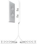 Sleek Socket Original & Patented Ultra-Thin Outlet Concealer with Cord Concealer Kit, Dual 3-Foot Cord with 3 Outlet Power Strip, Ideal for Kitchen Countertops with Appliances on Both Sides of Outlet