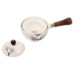 TOPBATHY Ceramic Teapot with Infuser, 360 Rotating Kyusu, Portable Tea Set, Decorative Teapot, 264g, China