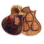 Personalized Guitar Pick Box, OXYEFEI Custom Picture Guitar-Shaped Guitar Pick Box with 3 Acoustic Guitar Picks, A Gift for Guitar Lovers and Guitarists (woodcolor)