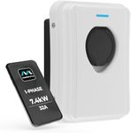 Masterplug Smart EV Home Wall Charger for Type 2 Electric and Plug-In Hybrid Vehicles, Socketed, Mode 3, Auto-Lock, Solar Charging, Single Phase, Wi-Fi, White, IP65, 7.4kW, 32A, EVCM3SS7W-MP