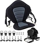 Kayak Seat Deluxe Padded Fishing Boat Seat Deluxe Sit-On-Top Canoe Seat Cushioned - Comfortable Backrest Support Universal Sit with Adjustable Back Strap Detachable Storage Bag