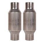 2 pcs 2.5" Universal High Flow Catalytic Converter, Stainless Steel Catalytic Converter 2.5 inch Inlet/Outlet Diameter, 400 Cell (EPA Approved) w/o O2 Port