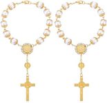 Sibba 2 Pieces Car Rosary Mirror Re