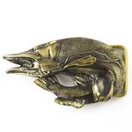 Belt buckle Pike, Hand cast & processed, Artistic trophy buckle, Sculptural solid brass buckle