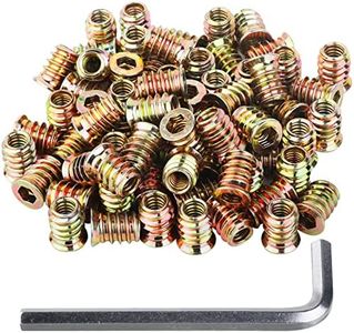 60PCS 1/4-20 Threaded Inserts for Wood *15mm, Exceptional Threaded Insert Nuts for Furniture, Wooden Products and Wooden Models