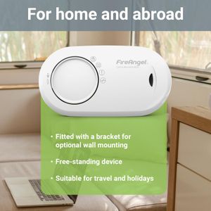 FireAngel Carbon Monoxide Detector 2-Pack – 10-Year Sealed Battery, Portable CO Alarm, White