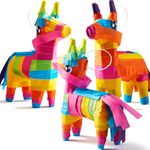 3 pcs Mini Donkey Pinatas 19cmx14cm Cinco De Mayo Rainbow Color for Fun Fiesta Taco Party Supplies, Luau Event Photo Props, Mexican Theme Decoration, Carnivals Festivals, Taco Tuesday Event