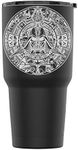 Stainless Steel Star Wars Aztec Calendar Powder Coated Tumbler Splash Proof Lid 2 Straws*, Triple Wall Vacuum Insulated, Mug Coffee Cup Travel, Camping, Work, Gym (Black, 30oz)