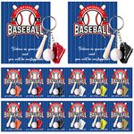 12 Set Baseball Bat Keychain with Greeting Cards Wooden Bat Baseball Glove Mini Keychain Accessories Sport Key Ring for Boys Girls Team Baseball Theme Party Supplies for Class Rewards Gift Bag Fillers