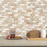 VAOVI 3D Self Adhesive Tiles for Walls,Kitchen Stick on Splashback Tiles Splash Wall Panels for Bathroom Mosaic Brick Waterproof(10Tiles,Brown)