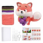 PATPAT® DIY Needle Felting Kit Cute Fox Needle Felting Toy DIY Keychain Needle Felting Charm Color Wool Needle Felting Kit with Tools DIY Crafting Kit for Kids Adults DIY Children's Day Gift