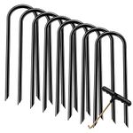 Trampolines Wind Stakes Heavy Duty U Type Sharp Ends Safety Ground Anchor Galvanized Steel for Soccer Goals, Camping Tents and Huge Garden Decoration (Black 8pcs)