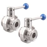 DERNORD 2 Pack 1.5 Inch Tri Clamp Sanitary Butterfly Valve with Pull Handle Stainless Steel 304 Tri Clamp Clover (1" Tube OD)