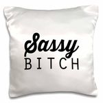 3dRose Sassy Bitch Pillow Case, White, 16 x 16-Inch