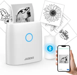 JADENS Mini Sticker Printer-2 Inch Bluetooth Thermal Pocket Printer,Inkless Portable Printer for Study Notes,Photos, Memos,Lists,Work Plans,DIY,Gifts,Journals,White
