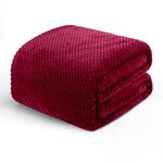 Exclusivo Mezcla Fleece Bed Blanket King Size, Super Soft and Warm Blankets for Couch, Sofa and Bed Waffle Textured, Cozy, Fuzzy and Lightweight (Deep Red, 90x104 Inches)