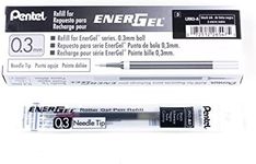 Gel Ink Refills for Pentel EnerGel Gel Roller Pens (BLN73-A), 0.3mm, Ultra Fine Needle Tip, Black Ink, LRN3-A, Box of 12