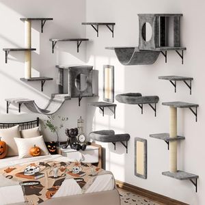 12-in-1 Cat Wall Shelves, Wall Mounted Cat Climber