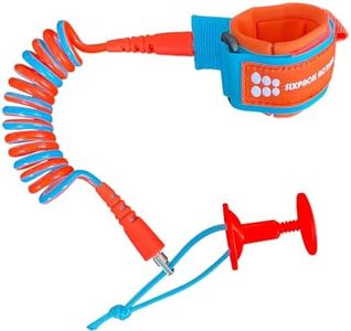 SIXPACK ACTION Wrist Bodyboard Leash 4ft 6mm Coils, Adjustable Wrist Cuff for Kids and Teenagers, Wrist Sized Approx 140mm-190mm (Orange/Blue, 4'6mm Wrist)