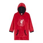 Liverpool F.C. Boys Hoodie, Oversized Hooded LFC Lounge Gown Fleece Blanket, Liverpool Gifts For Boys, One Size Fits All Ages 7 to 13 Years Red