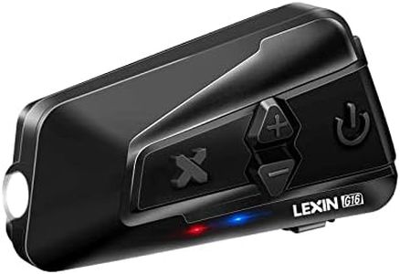 LEXIN G16 Motorcycle Bluetooth Headset with Headlamp/SOS Mode,16 Riders 2000m Helmet Bluetooth Communication System, Music Sharing/Universal Pairing, Fits for Snowmobile/ATV, 1 Pack