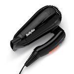 BaByliss Travel Folding Hair Dryer - Lightweight and Powerful 2000W Blow Dryer, Dual Voltage, Worldwide Use, 2 Heat/Speed Settings, Black/Orange, 5334U