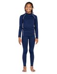 LAPASA Girl's Sports Thermal Underwear Children Base Layer Breathable Top And Botton Soft Kids Long Johns G18, Navy Blue, 5-6 Years