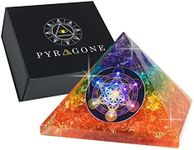 PYRAGONE 7 Chakra Orgone Pyramid Crystal - Natural Quartz Positive Energy Generator - Orgonite Pyramids Healing Stones - Meditation - Yoga - Spiritual Balance