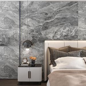 TOTIO Grey Marble Vinyl Self Adhesive Wallpaper Peel Stick Gray Concrete Vinyl Wrap Kitchen Bathroom Countertop Contact Paper Matte Thicken 16x354 inch Waterproof Furniture Sticker Wall Sticker