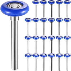 Funtery 24 Pcs Nylon Garage Door Roller 1.8 Inch Blue Garage Door Replacement Wheels for 2'' Track 6200ZZ 4.7'' Stem Quiet Seals Bearings Garage Track Replacement for Residential Commercial Door
