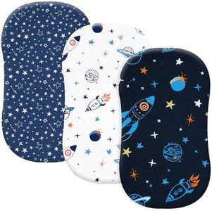 david's kids 3 Pack Bassinet Sheets, Ultra Soft Breathable Comfortable Baby Sheet Set for Boys Girls Neutral, Univeral Fit for Most Cradle and Bassinet Mattress, Space
