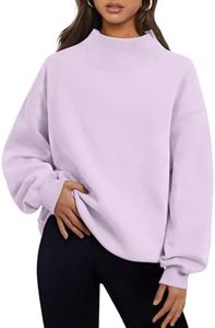 Trendy Queen Womens Oversized Sweatshirts Mock Neck Pullover Long Sleeve Hoodies Tops Fall Fashion Outfits 2026 Clothes LightPurple M