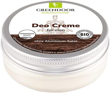 GREENDOOR Crème Déodorante bio Naturelle Homme 50ml I puissant sans aluminium I Parfum masculin, cosmétique végétalienne, anti-odeur d'aisselle