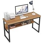 Gr8 Home Wooden Metal Computer Desk Writing Study PC Laptop Table Home Office Workstation With Storage Book shelf (Oak)