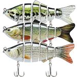 TRUSCEND TRUSCEND Swimbaits Glide Baits for Bass Fishing Lures Crankbait Jointed Trout Swimbait with Mustad Hooks (Combo)