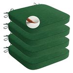 GIANTEX Non-Slip Chair Cushions Set of 4 for Dining Chairs Sponge Filling Memory Foam Pain Relief Chair Pads with Ties for Kitchen Bedroom Living Room & Dining Chairs (17x17x2 Inches, Green)