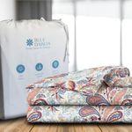 Blue Dahlia 254TC Printed Cotton Fitted Bedsheet(King Size, paisleyBohemian Rosewood Red) Bed Sheet for Double Bed,12"Deep Pocket-1 Elastic Fitted Sheet+2 Pillow Covers, Bedding Set Oeko-TEX Certified