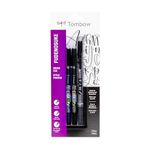 Tombow 62039 Fudenosuke Brush Pens,3-Pack. Soft,Hard,And Twin Tip Markers For Calligraphy&Art Drawings,Black