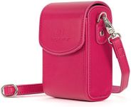 MegaGear Leather Camera Case with Strap Compatible with Canon PowerShot S120, Sony Cyber-Shot DSC-RX100 V, DSC-RX100 IV, DSC-RX100 III, DSC-RX100 II - MG1253 Hot Pink