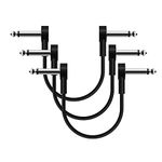 SONICAKE 6 Inch Guitar Patch Cable Guitar Effect Pedal Cables Noiseless 1/4" Right Angle TS Mono Cords for Guitar/Bass Effect Pedals Black 3 Pack