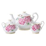 Royal Albert Miranda Kerr Friendship 40001821 Teapot, Sugar & Cream 3 Pc, Fine Bone China, White, 3pc Set