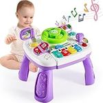 LINFUN KIDS Musical Learning Activity Table Baby Toys, 2 In 1 Steering Wheel Toy Sensory Activities Toys Gifts for Kids Toddlers Boys Girls 18+Months