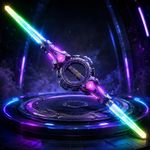 VikriDa Retractable Sword, Double-Edged Spinning Sword with FX Sound & Multi-Color LED, Double-Headed Telescopic Expandable Light Swords Toy, Charge with Any C-Type Cable (Cable Not Included)
