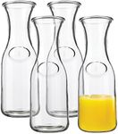 1 Liter Glass Carafe - Drink Pitcher & Elegant Wine Carafe Decanter - Carafe Set of 4 - Mimosa Bar Carafes & Juice Glasses - Easy Pour Bottle Containers - Glass Water Carafe - 34 oz by Kitchen Lux