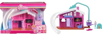 Barbie Mini Barbie Land Doll House Sets, Mini Dreamhouse with Surprise 1.5-inch Doll, Furniture & Accessories, Plus Elevator & Pool (Styles May Vary)