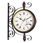 Generic Retro Style Double Side Wall Clock, Mute, Powered Wall Mount Clocks for Living Room, Home, Kitchen, Indoor, Outdoor, Garden