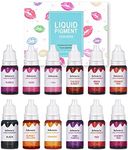 BONNIE CHOICE 12 Colors Liquid Lip Gloss Pigment Set, DIY Lipstick Liquid Pigment Set for Making Lip Gloss, DIY Lip Gloss Pigment Cosmetic Dye, Edible Coloring Pure Plant Pigment for Lip Gloss Base